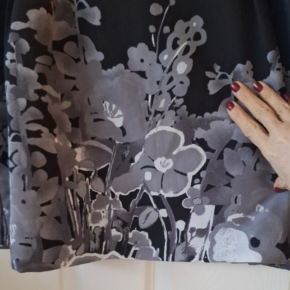 Jacob Black Mini A-Line Skirt with Gray Floral Design